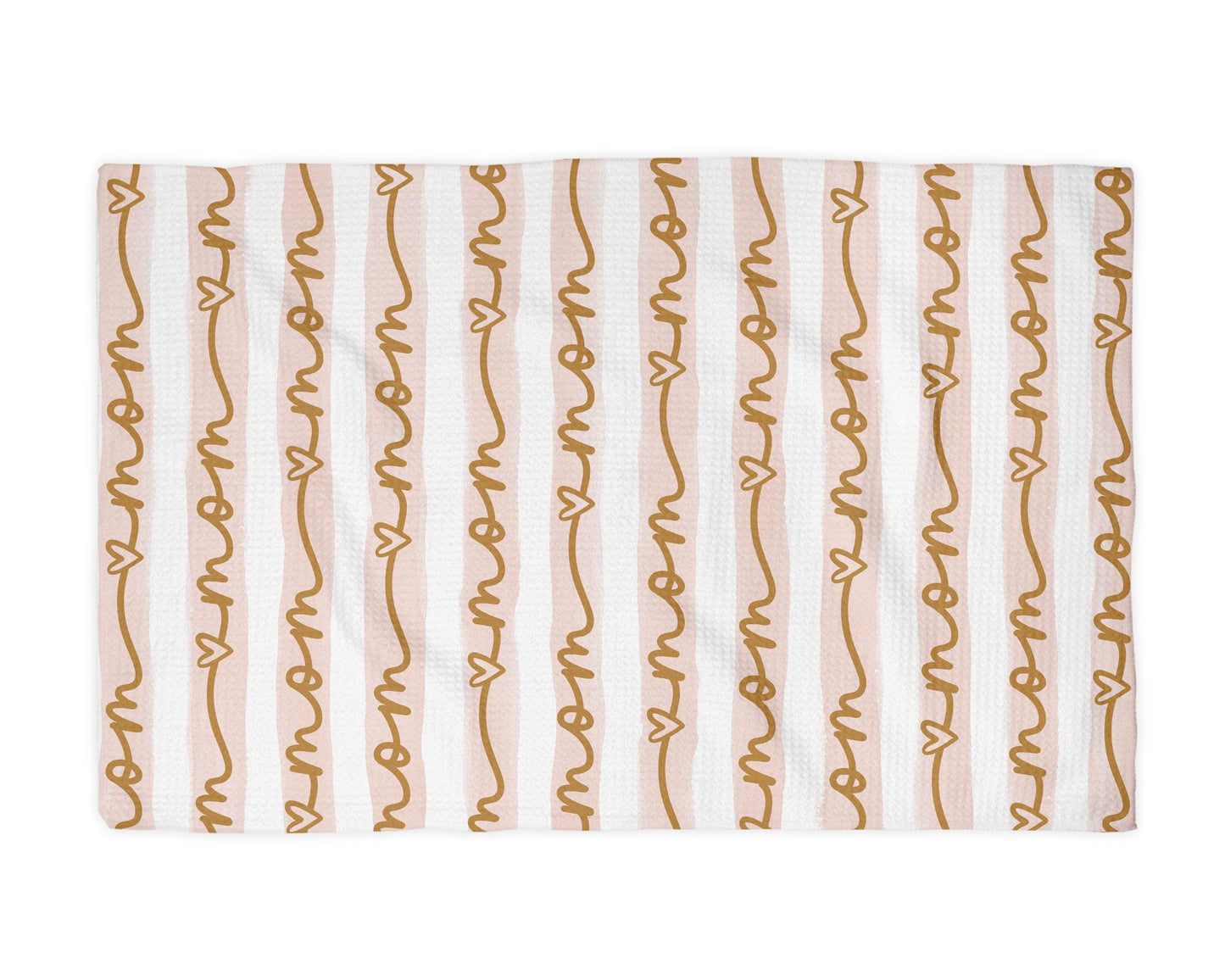 Mama Waffle Weave Kitchen Towel: Pink Gold Floral Boho Decor