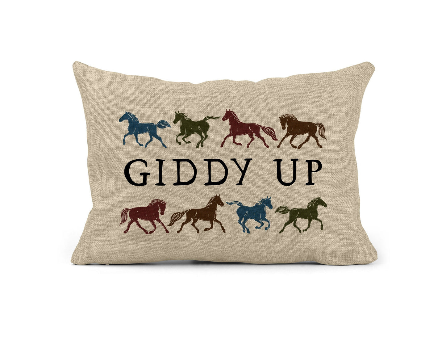 Giddy Up Horse Pillow | Rectangle Half Pillow | Equine Home Decor | Decorative Pillow | Horse Home Decor