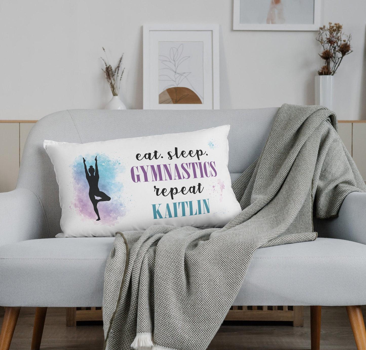 Custom Name Gymnastics Standard Pillowcase | Girl Room Decor | Sporty Girls Bedroom | Gift for Gymnast