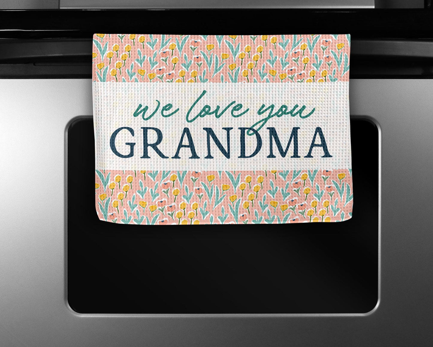 Custom Grandmother Gift Towel | Floral Kitchen Towel | Mother's Day Present | Personalized Gift for Grandma | Keepsake from Grandkids Floral