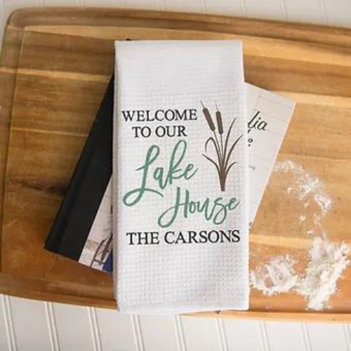 Lake House Personalized Dish Towel