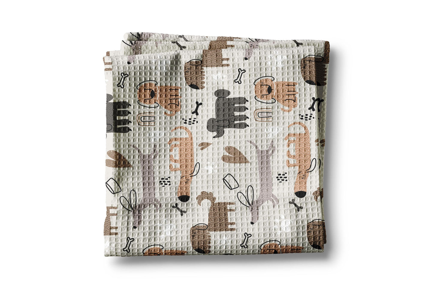 Dog Puppy Dog Mom Lady White Kitchen Towel Waffle Weave Hostess Pet Lover Modern Funky Friend