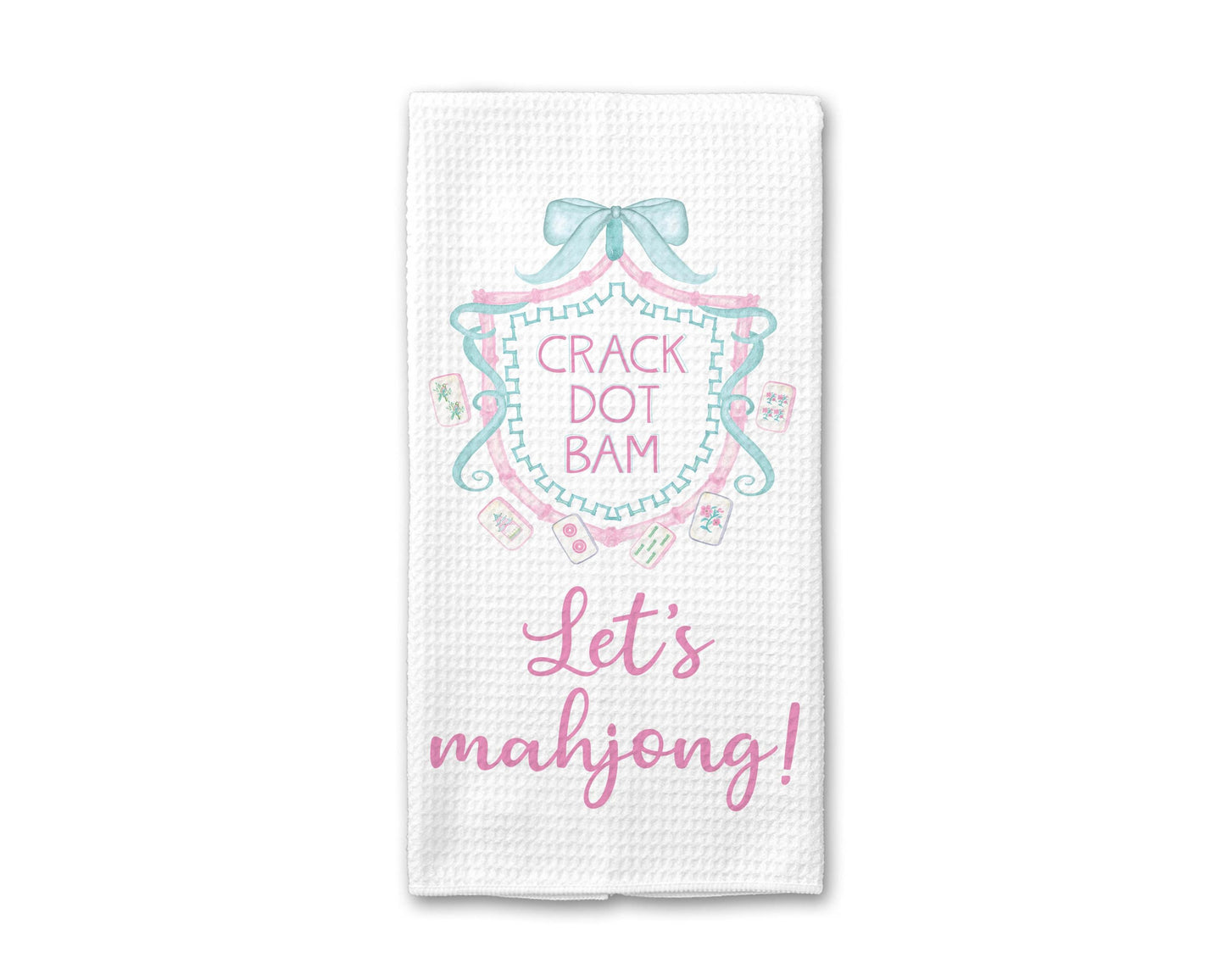 Mahjong Waffle Weave Towel | Mahjongg themed Towel | Mahjong-themed Gift for Kitchen | Mahjong Party Gift | Hostess Gift