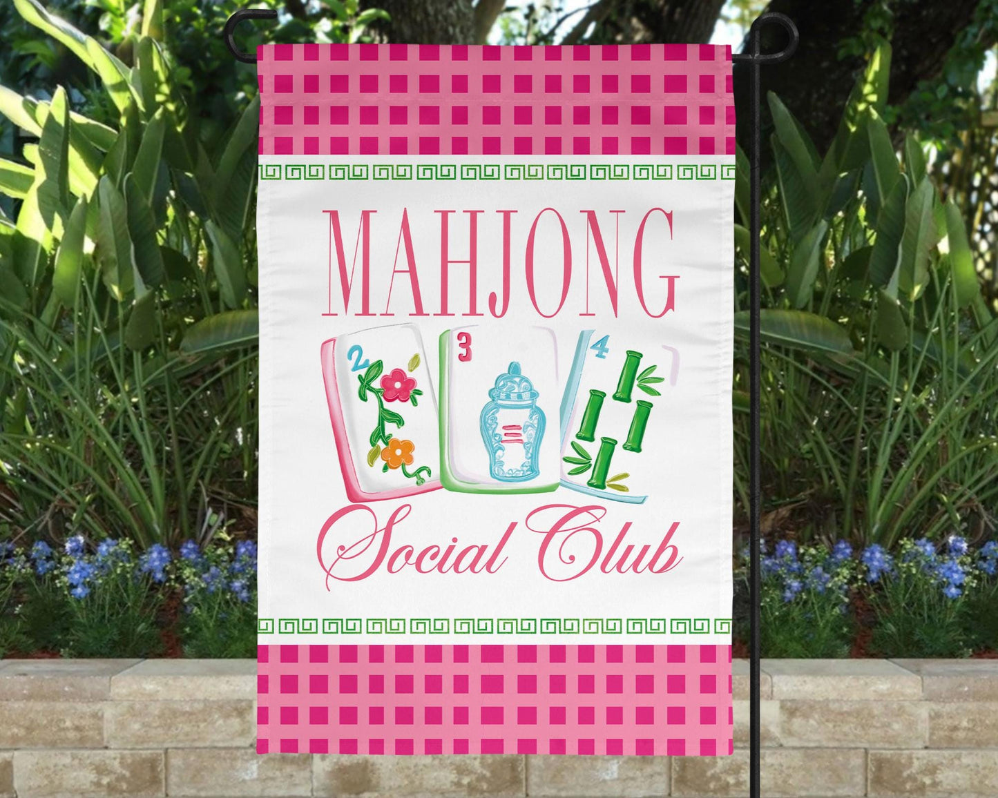 Mahjong Social Club Garden Flag | Porch | Yard Art | Mahjong Gift Mahjong Party Lets Mahj