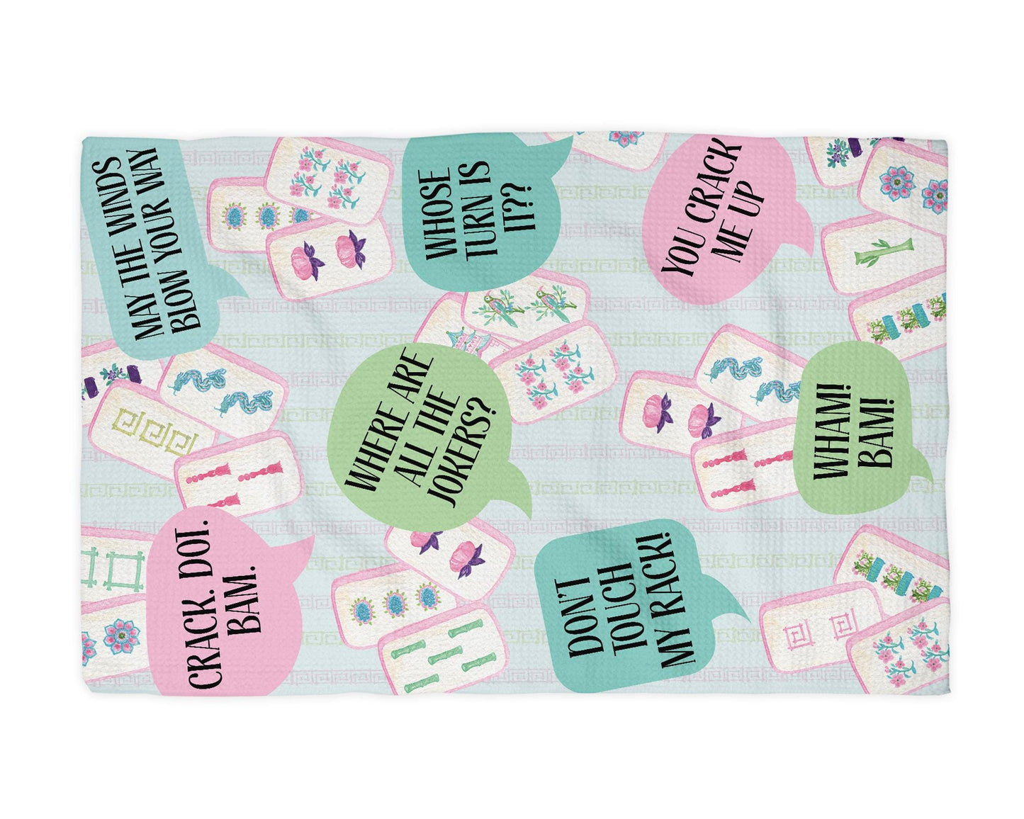 Mahjong Waffle Weave Towel | Mahjongg themed Towel | Mahjong-themed Gift for Kitchen | Mahjong Party Gift | Hostess Gift