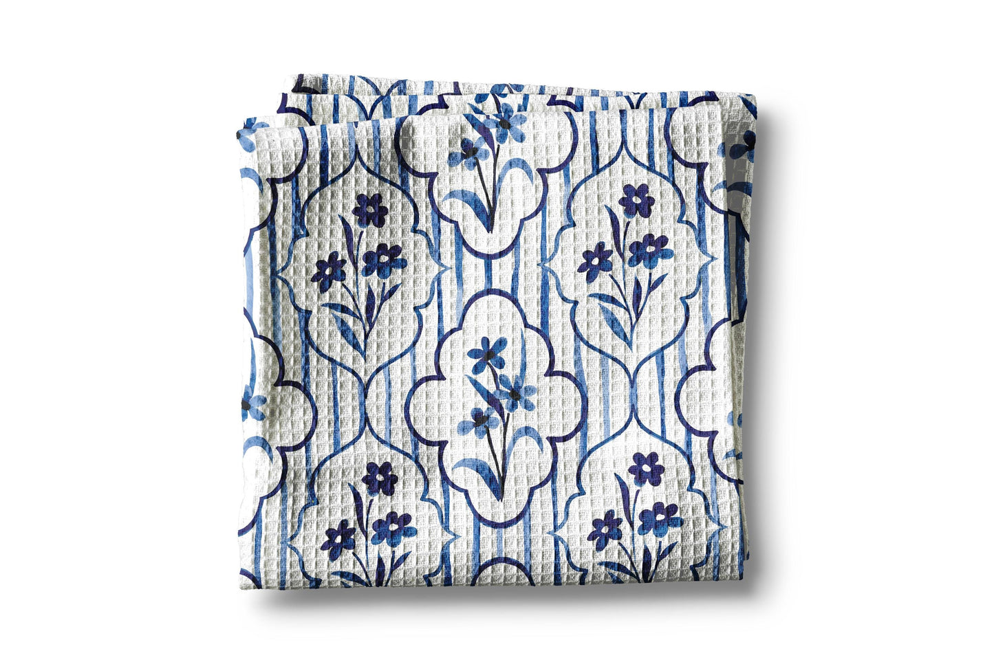 Blue White Floral Dish Towel | Chino Tea Set Towel | Chinoiserie Accessory | Tea Party Gift | Hostess Gift