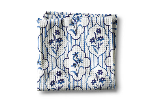 Blue White Floral Dish Towel | Chino Tea Set Towel | Chinoiserie Accessory | Tea Party Gift | Hostess Gift