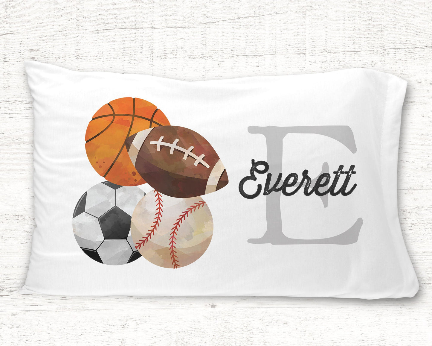 Sports Monogram Standard Pillowcase | Personalized Pillow Cover | Boy Room Decor | Nursery Decor