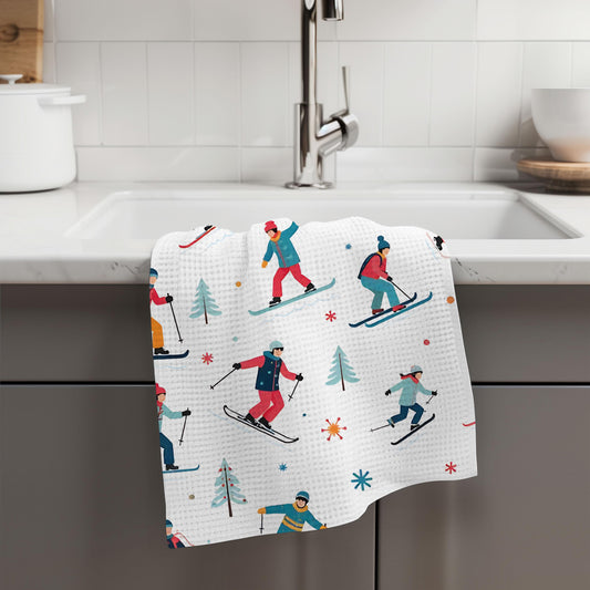 Ski Lodge Towel | Winter Vacation Home Towel | Mountain Life Gift | Skiing Accessories | Holiday Cabin Dish Towel Apre Ski Hiking Snow