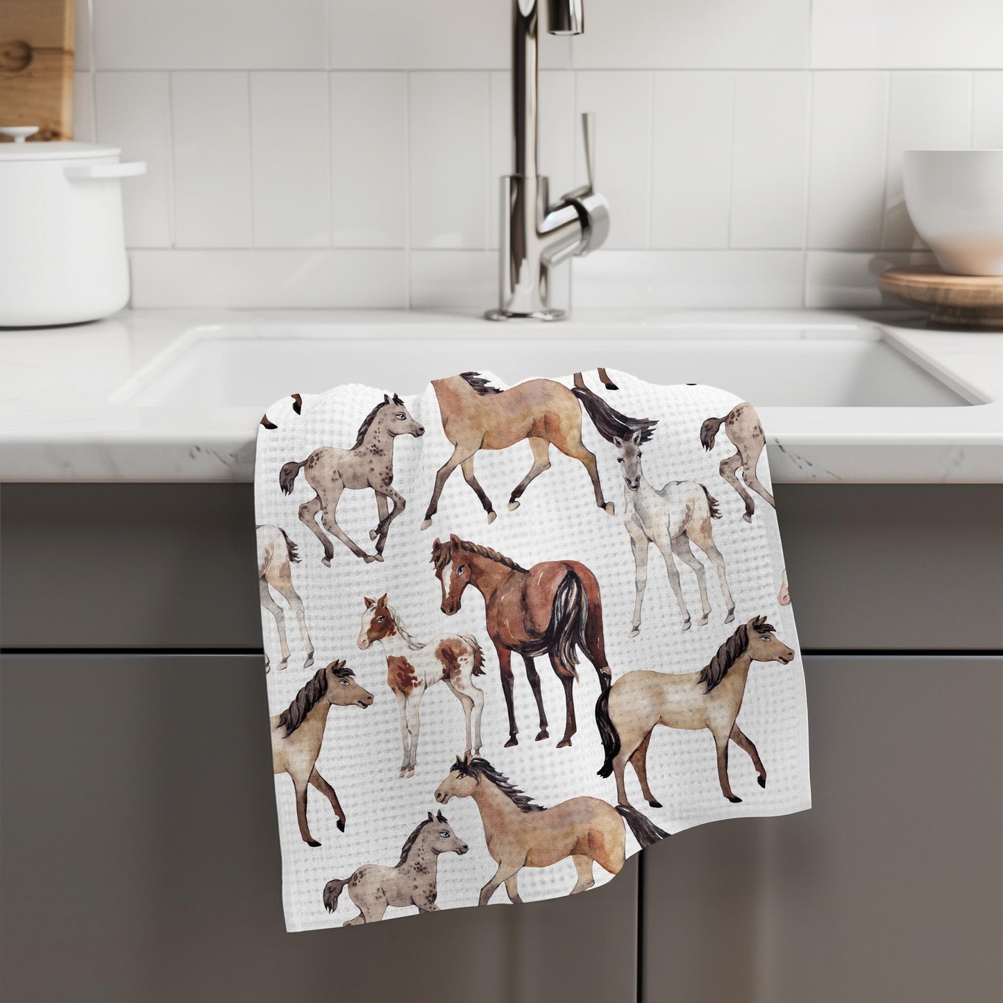 Horse Kitchen Towel | Equestrian Gift | Riding Pony Barn Girl Trainer Decor Dish Kitchen