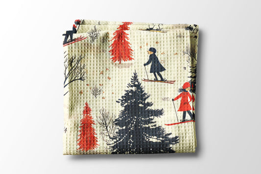Ski Lodge Towel | Winter Vacation Home Towel | Mountain Life Gift | Skiing Accessories | Holiday Cabin Dish Towel Apre Ski Hiking Snow