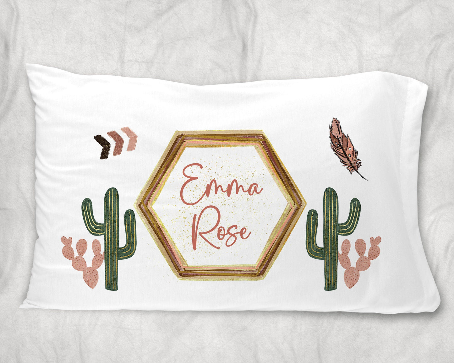 Boho Cactus Standard Pillowcase | Personalized Pillow Cover | Girls Room Decor | Nursery Decor