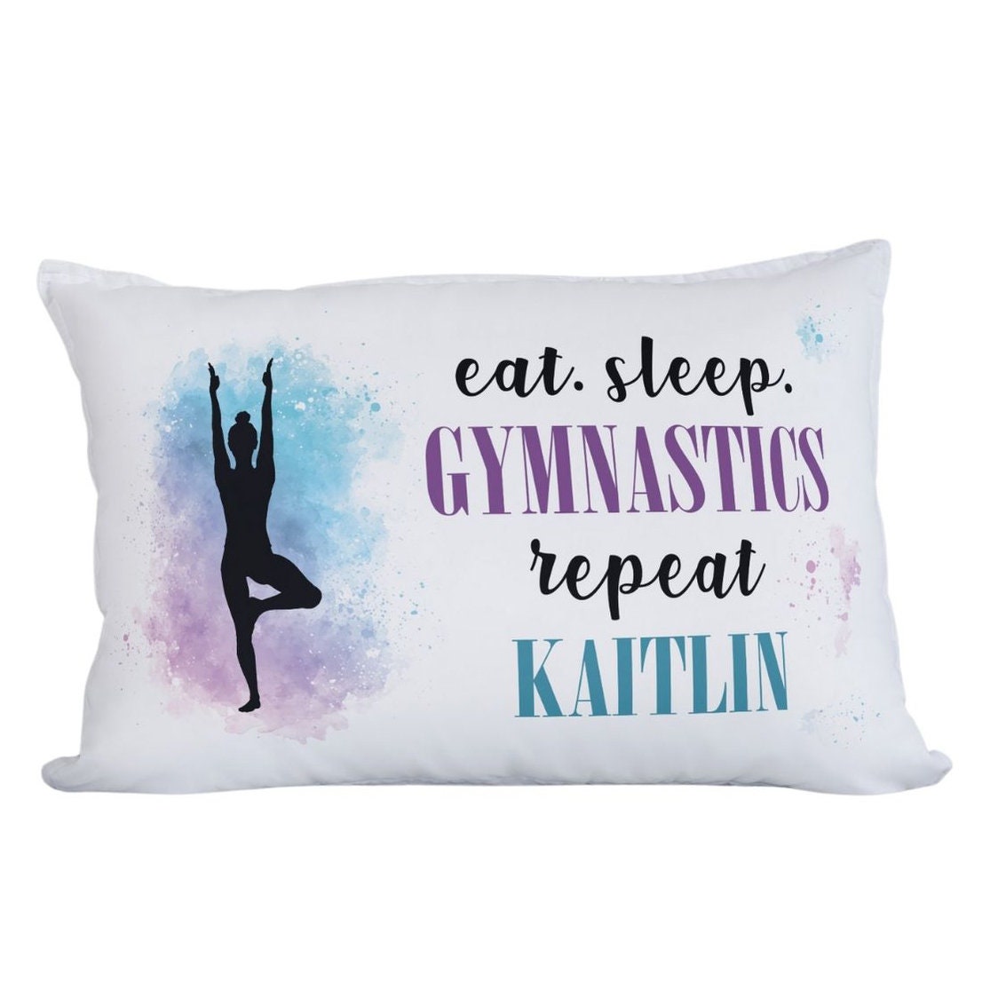 Custom Name Gymnastics Standard Pillowcase | Girl Room Decor | Sporty Girls Bedroom | Gift for Gymnast