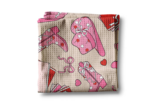 Western Cowgirl Valentine Kitchen Towel XOXO Galentine Valentine's Day Gift Red Pink February Heart Decor Dish Kitchen