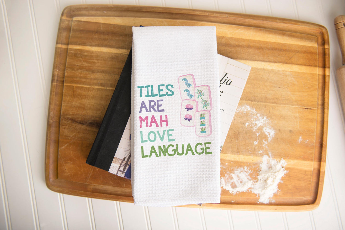 Mahjong Waffle Weave Towel | Mahjongg themed Towel | Mahjong-themed Gift for Kitchen | Mahjong Party Gift | Hostess Gift