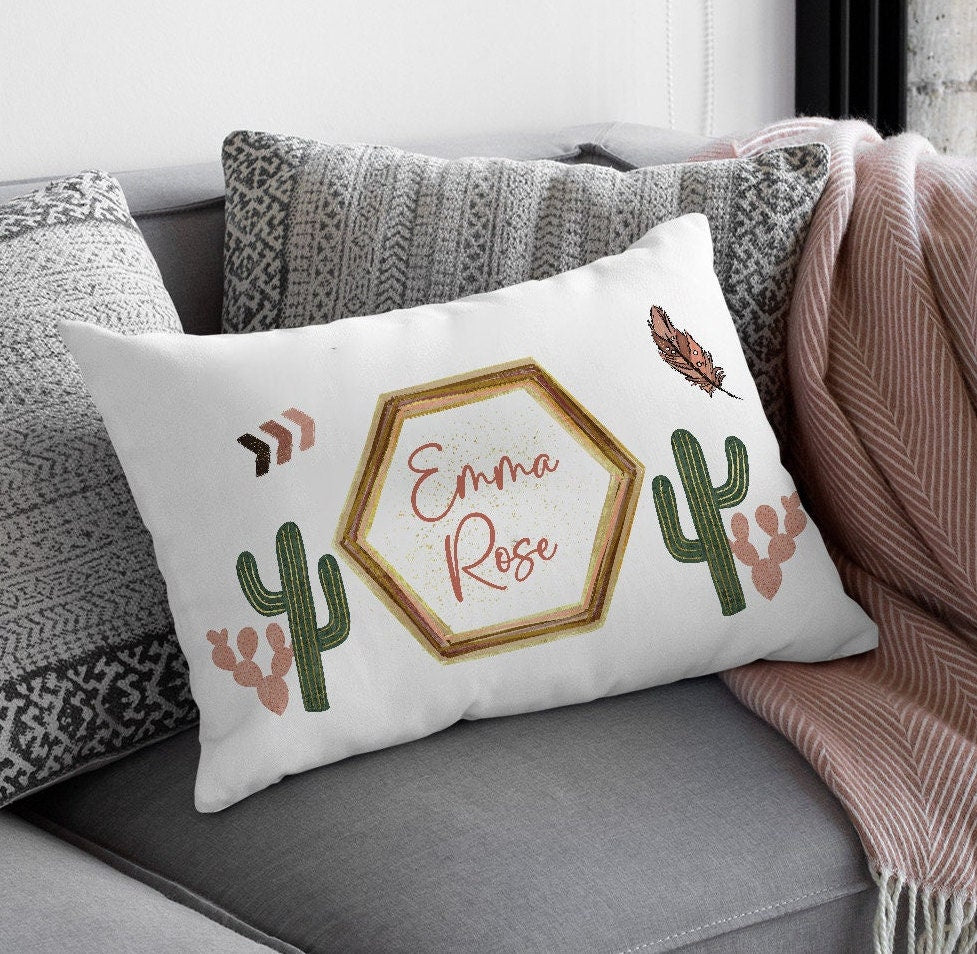 Boho Cactus Standard Pillowcase | Personalized Pillow Cover | Girls Room Decor | Nursery Decor
