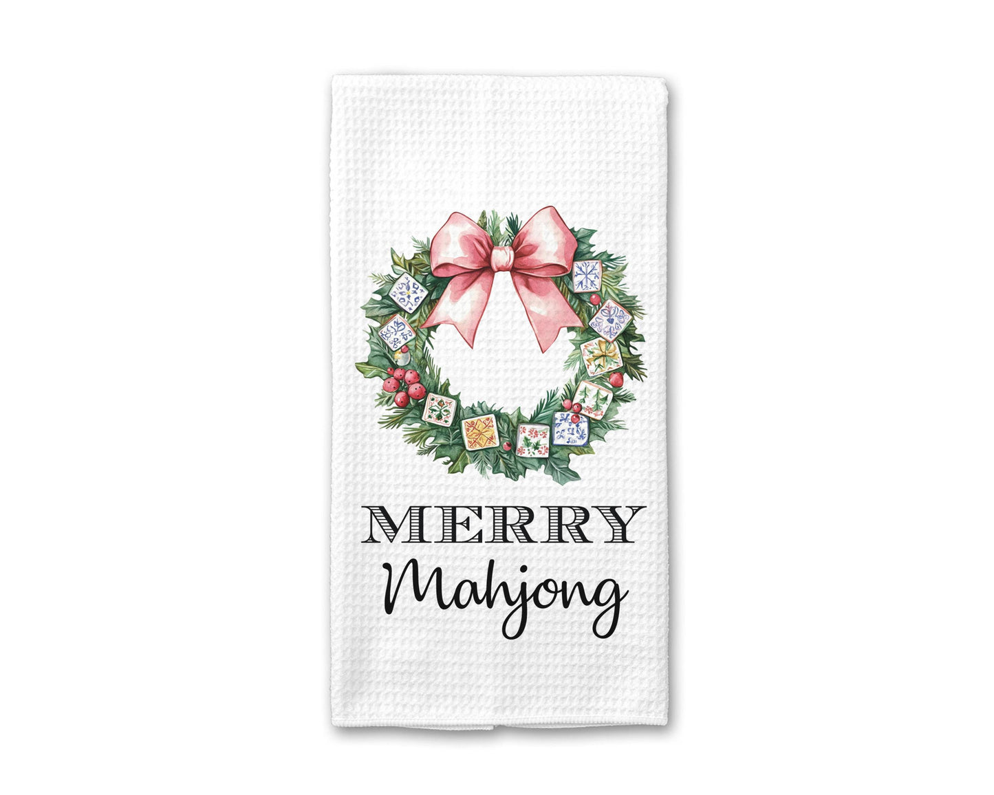 Merry Mahjong Dish Towel | Mahjong-themed Towel | Mahjong-themed Gift for Kitchen | Mahjong Party Gift | Hostess Gift