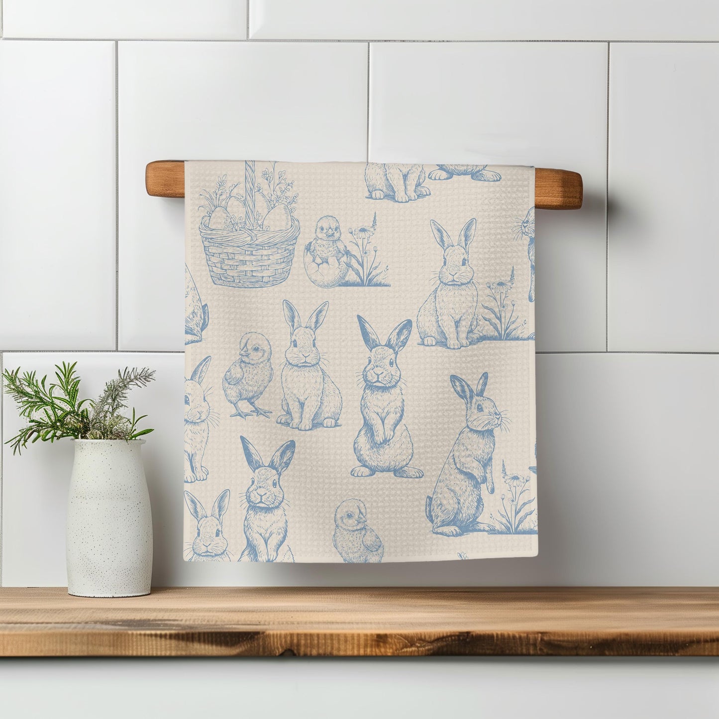Easter Egg Kitchen Towel – Waffle Weave, Lint-Free, Super Absorbent, Spring Easter Decor Floral