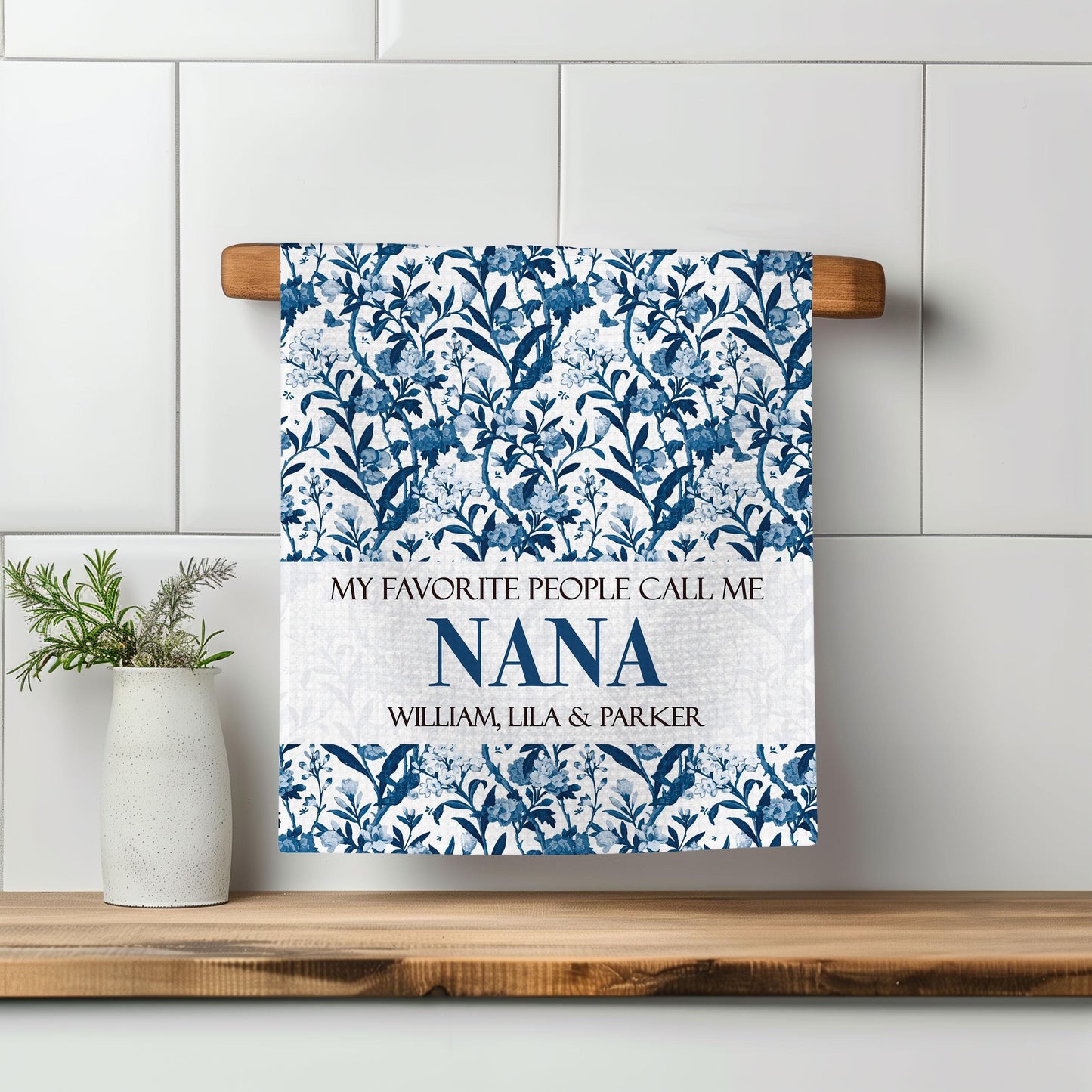 Custom Nana Gift Towel | Floral Kitchen Towel | Mother's Day Present | Personalized Gift for Grandma | Keepsake from Grandkids