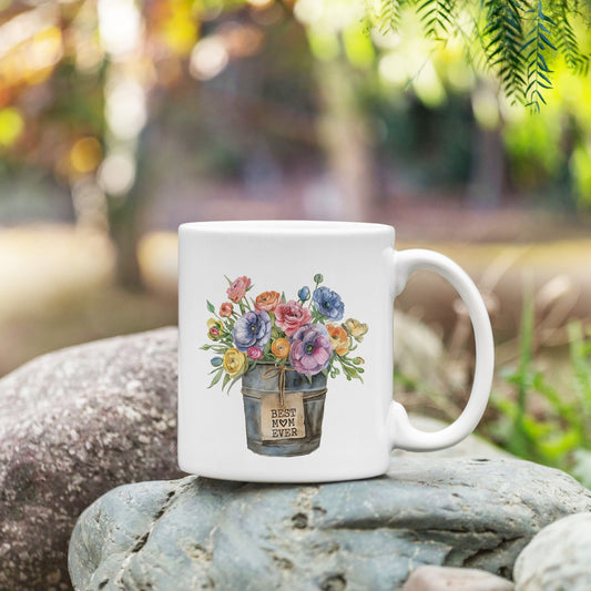 Best Mom Ever Flower Bucket Mug  | Mother's Day Gift