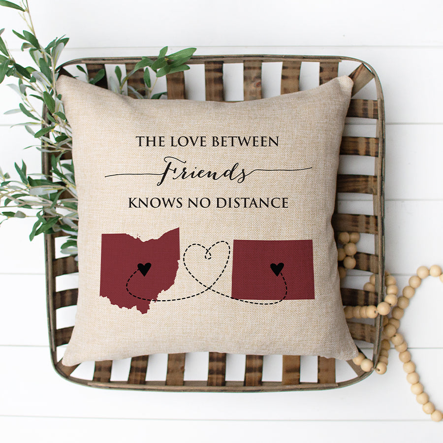 Personalized Long Distance Friends Two State Pillow