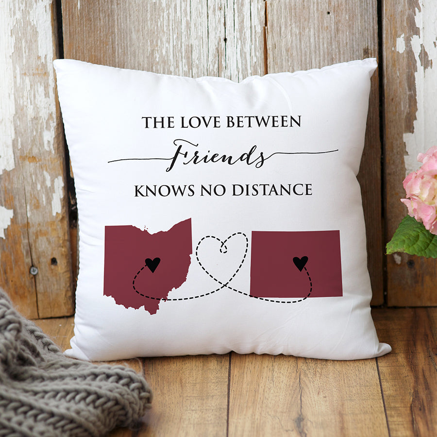 Personalized Long Distance Friends Two State Pillow