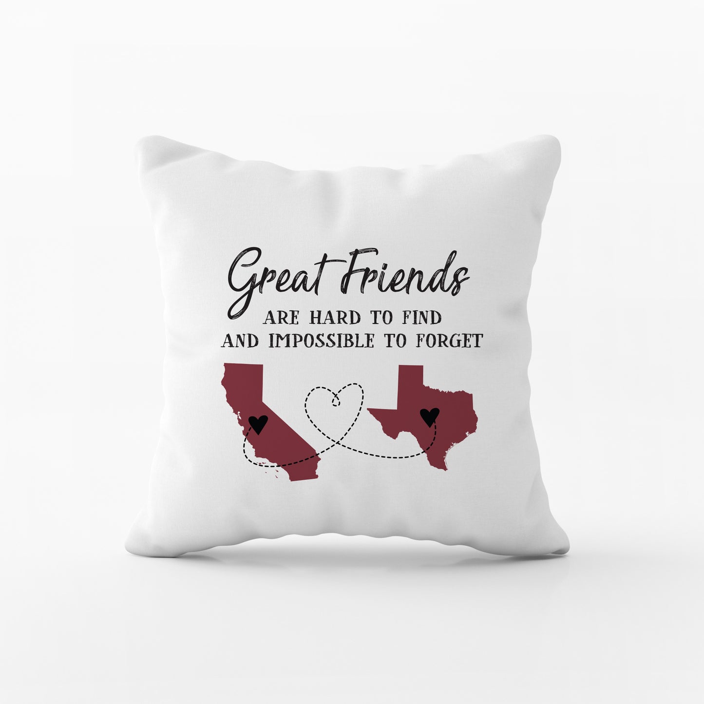 Two state pillow for long distance friendship gift idea