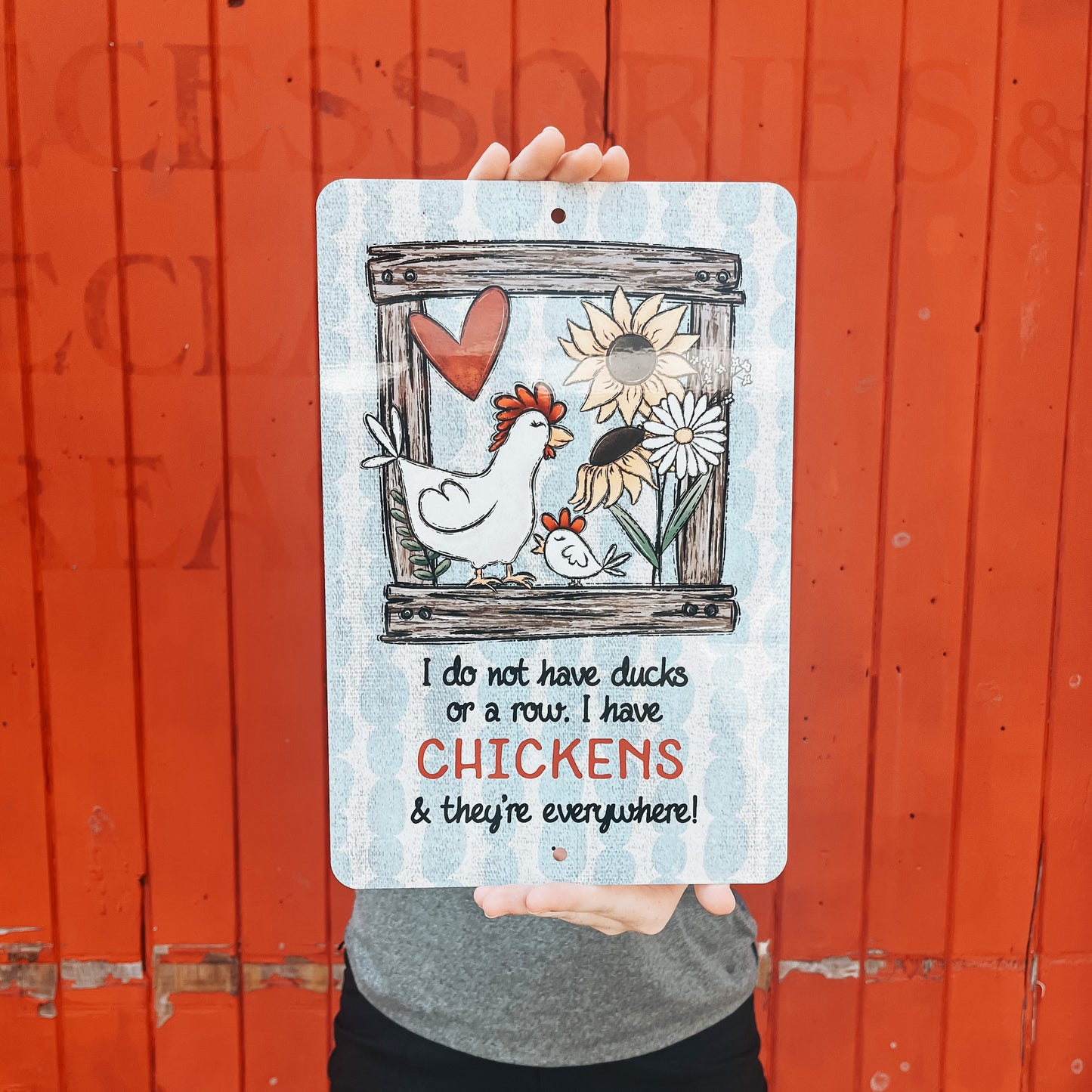 Chickens Everywhere Metal Sign - 8"x12"