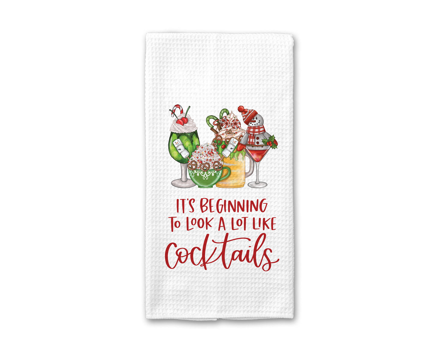 Christmas Cocktails Kitchen Towel