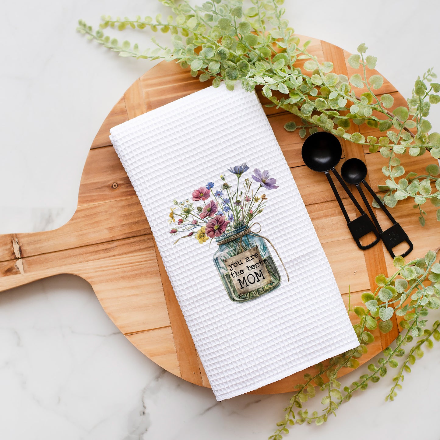 Flower Jar Best Mom Dish Towel | Mother's Day Gift