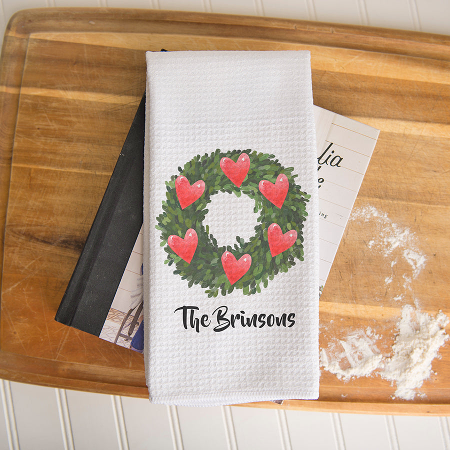 Heart Wreath Valentine Towel