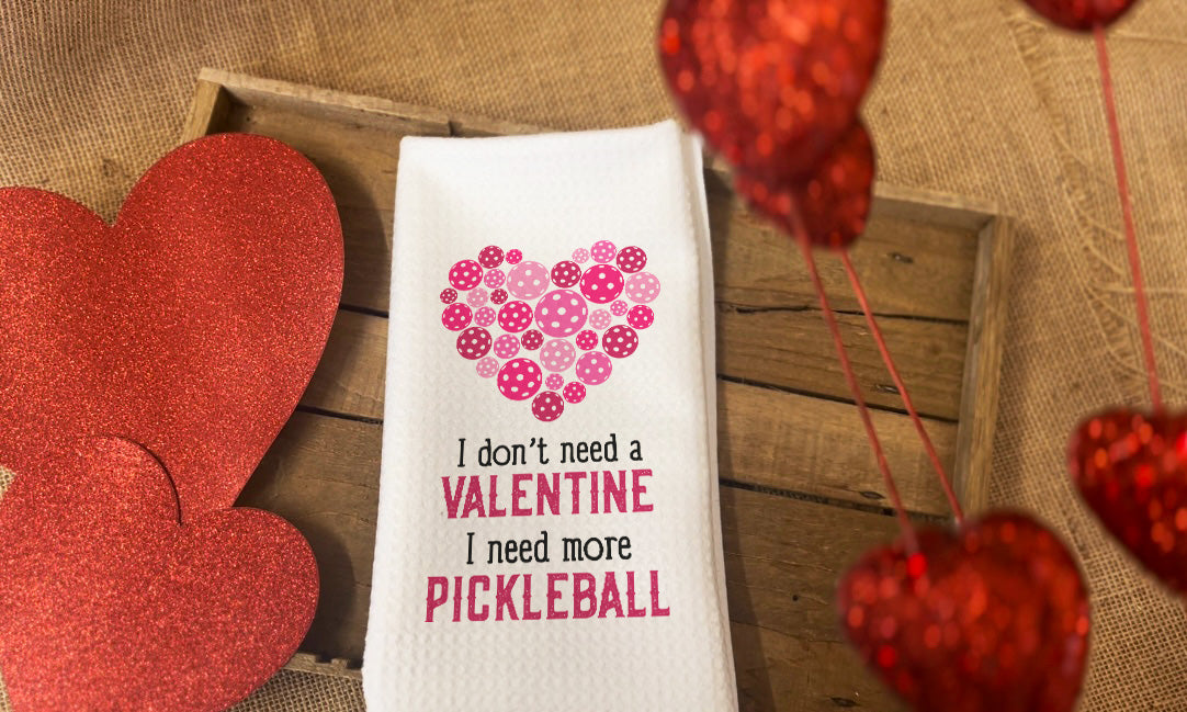 Pickleball Heart Valentine Towel