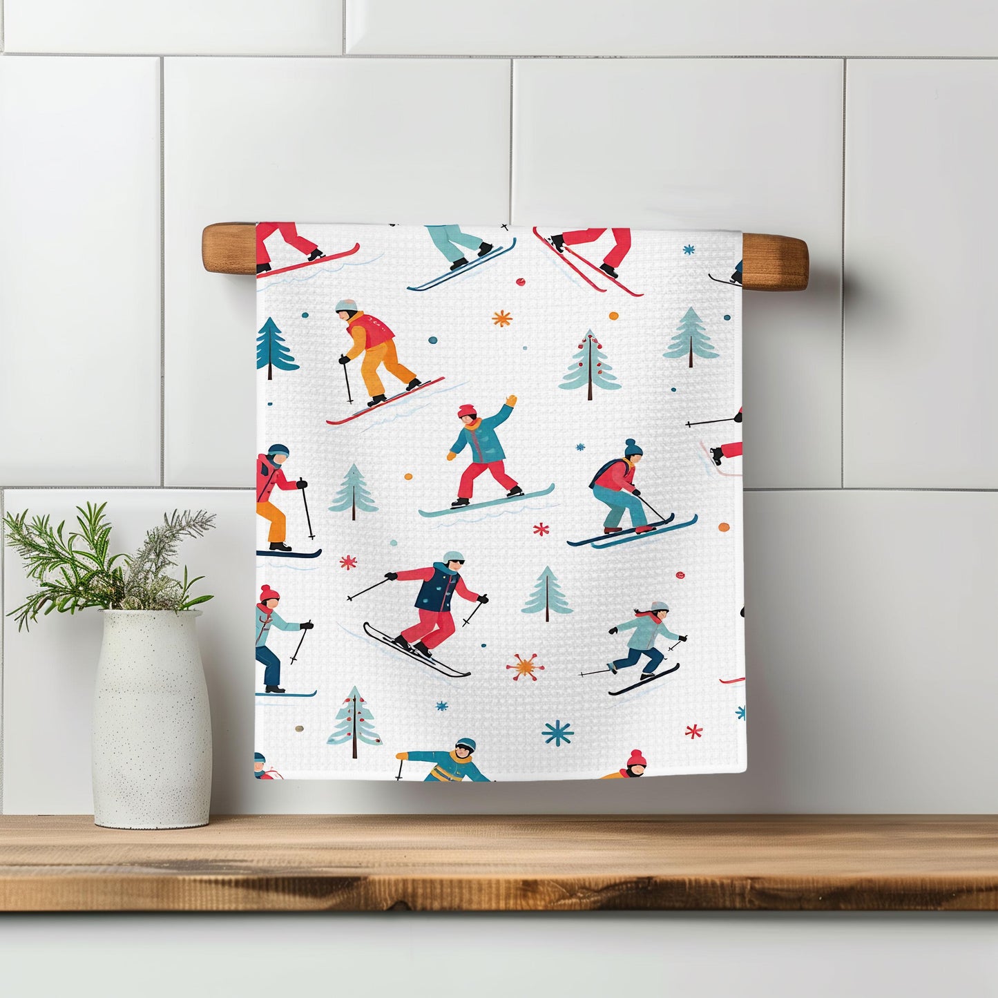 Ski Lodge Towel | Winter Vacation Home Towel | Mountain Life Gift | Skiing Accessories | Holiday Cabin Dish Towel Apre Ski Hiking Snow