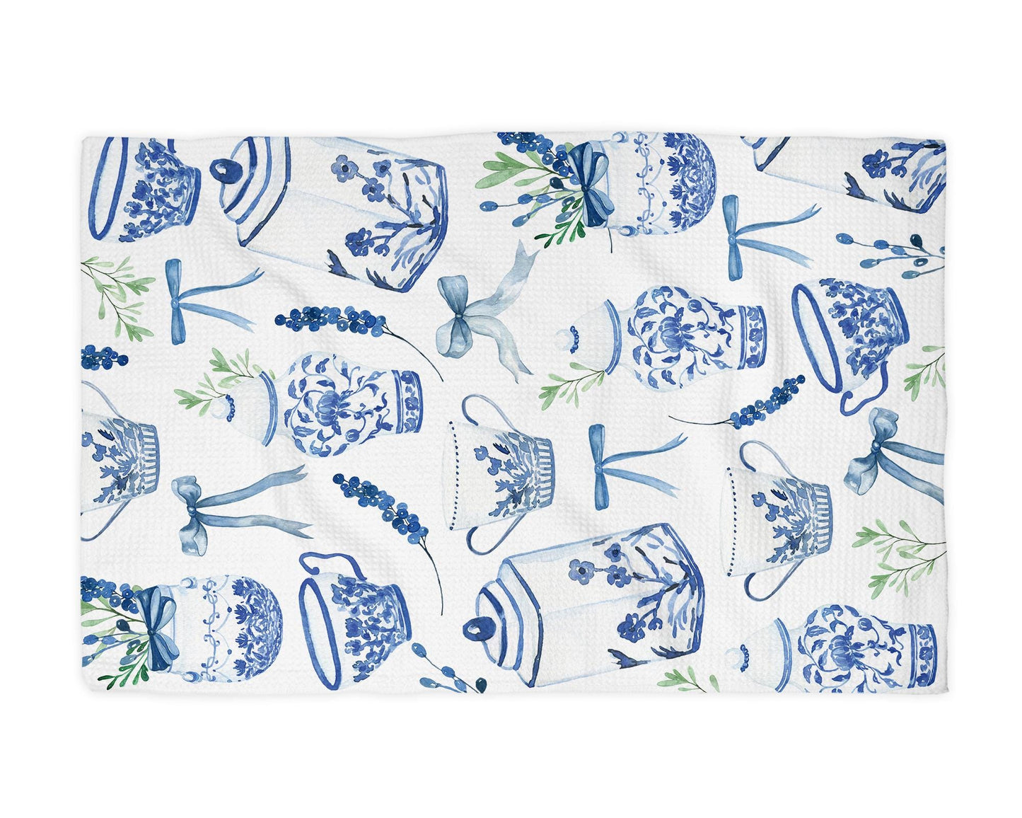 Chinoiserie Dish Towel | Chino Tea Set Towel | Chinoiserie-themed Accessory | Tea Party Gift | Hostess Gift