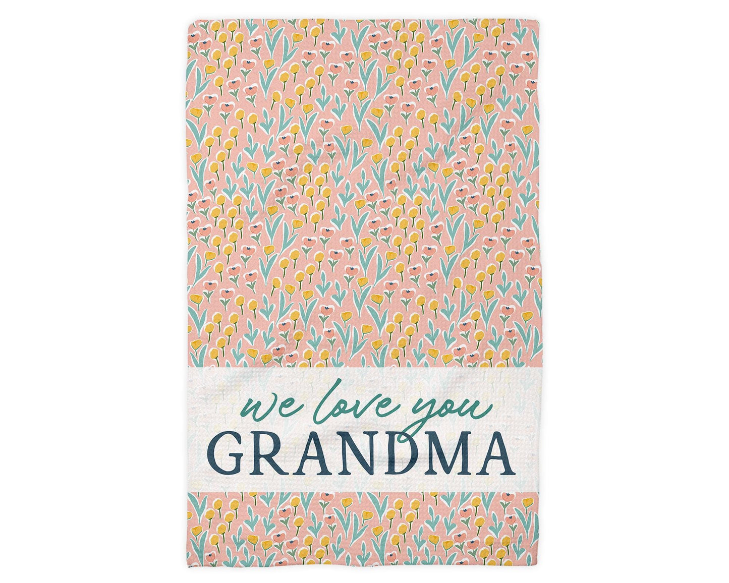 Custom Grandmother Gift Towel | Floral Kitchen Towel | Mother's Day Present | Personalized Gift for Grandma | Keepsake from Grandkids Floral