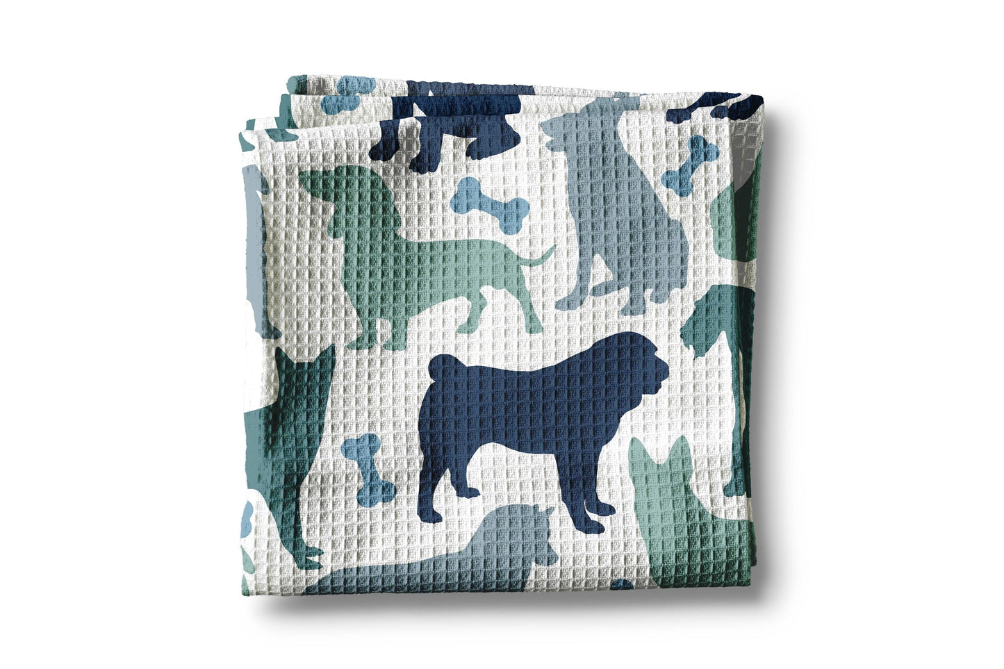 Dog Puppy Dog Mom Lady White Kitchen Towel Waffle Weave Hostess Pet Lover Modern Funky Friend