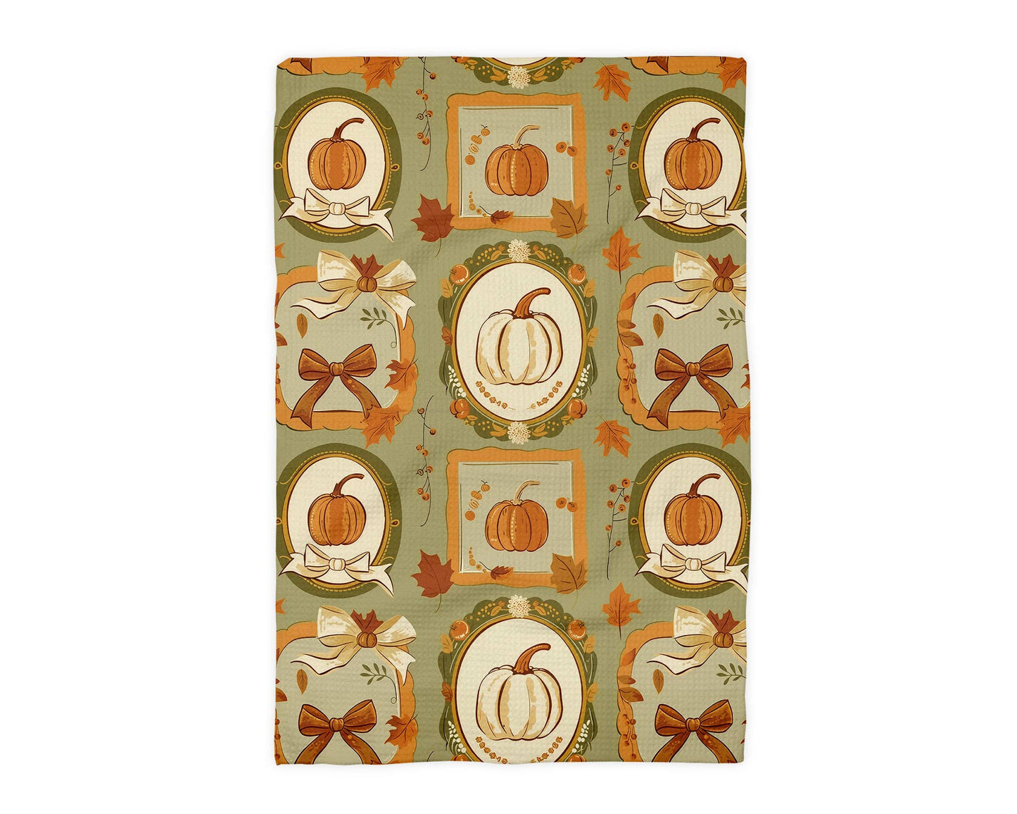 Pumpkin Fall Botanical Floral Autumn Kitchen Towel Waffle