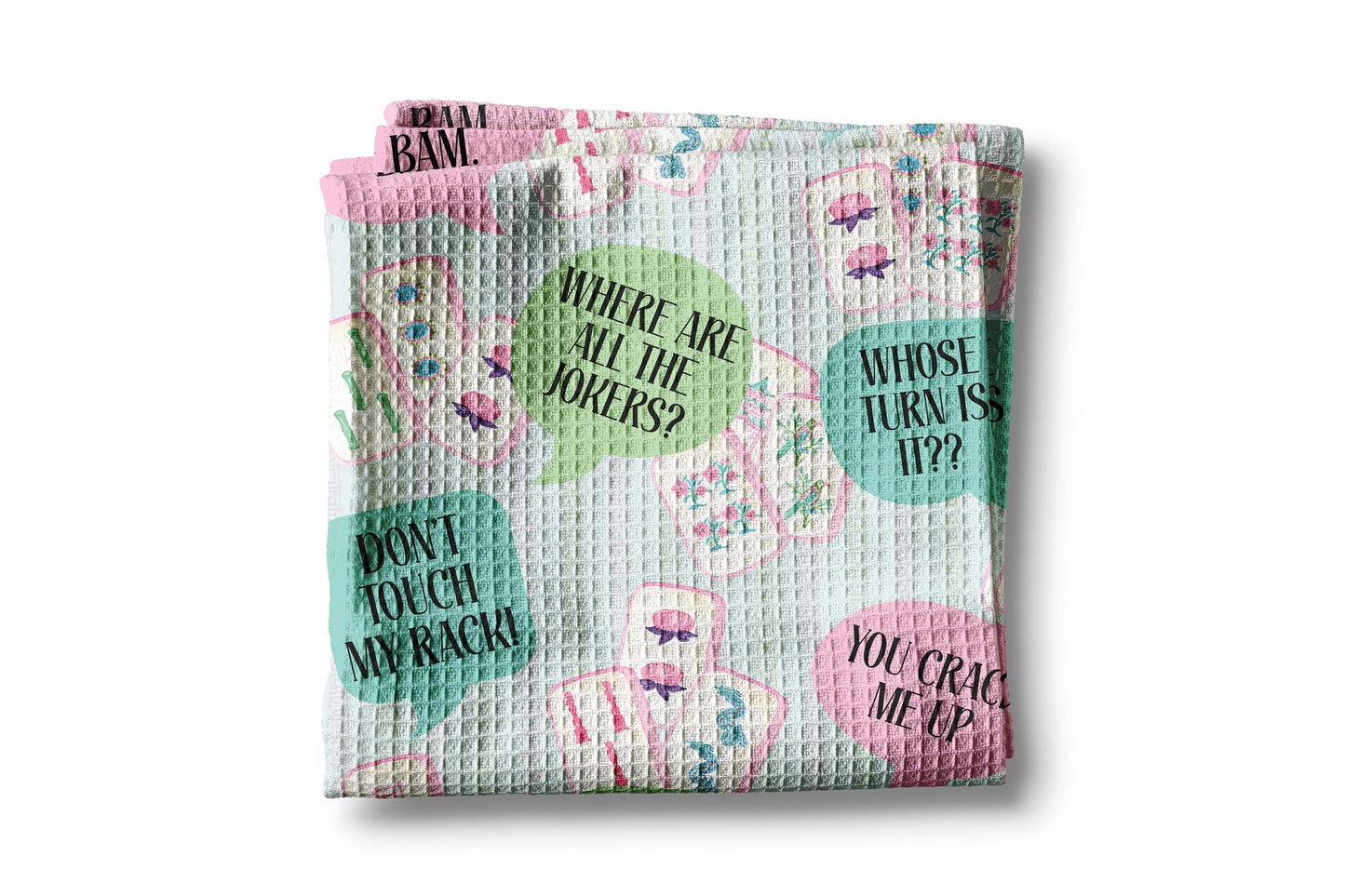 Mahjong Waffle Weave Towel | Mahjongg themed Towel | Mahjong-themed Gift for Kitchen | Mahjong Party Gift | Hostess Gift
