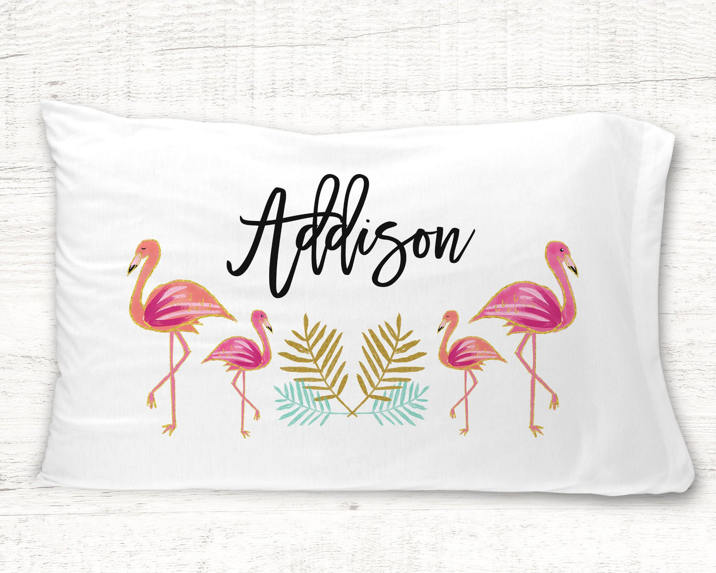 Flamingo Tropical Standard Pillowcase | Personalized Pillow Cover | Girls Room Decor | Nursery Decor