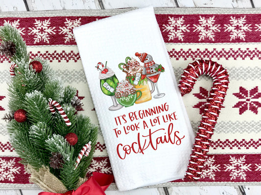 Christmas Cocktails Kitchen Towel