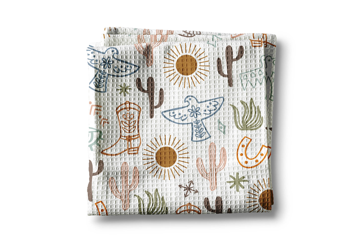 Aztec Western Horse Dessert Cowboy Boot Kitchen Towel Waffle