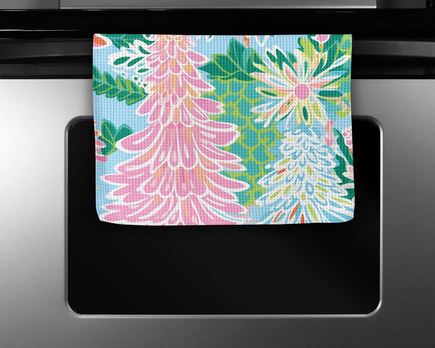 Preppy Christmas Kitchen Towel Beachy Holiday Home Towel Accessories Tropical Dish Towel Ocean Nautical Tropical Pink Housewarming Girly