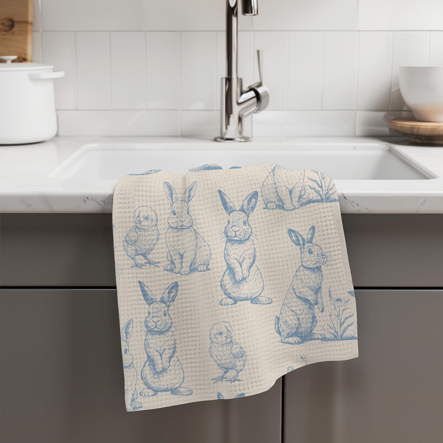 Easter Egg Kitchen Towel – Waffle Weave, Lint-Free, Super Absorbent, Spring Easter Decor Floral