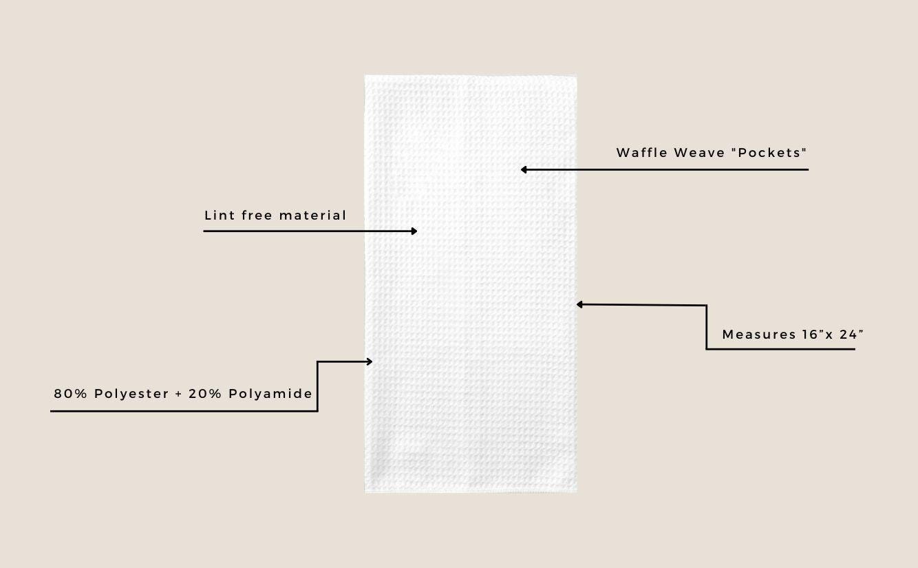 a white piece of cloth labeled with words