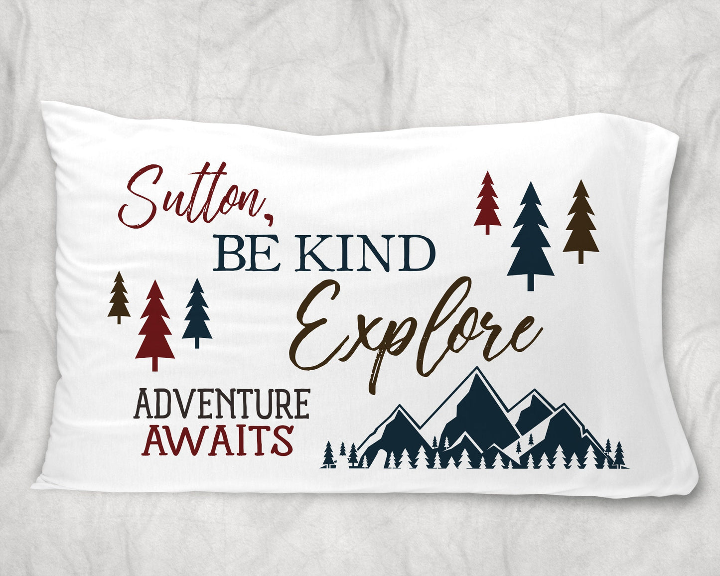 Boys and Girls Affirmation Adventure Awaits Standard Pillowcase | Personalized Pillow Cover | Boy and Girl Room Decor | Nursery Decor
