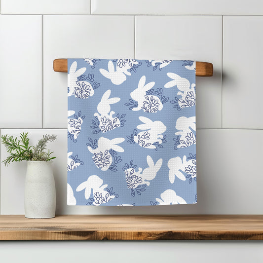 blue and navy bunny towel