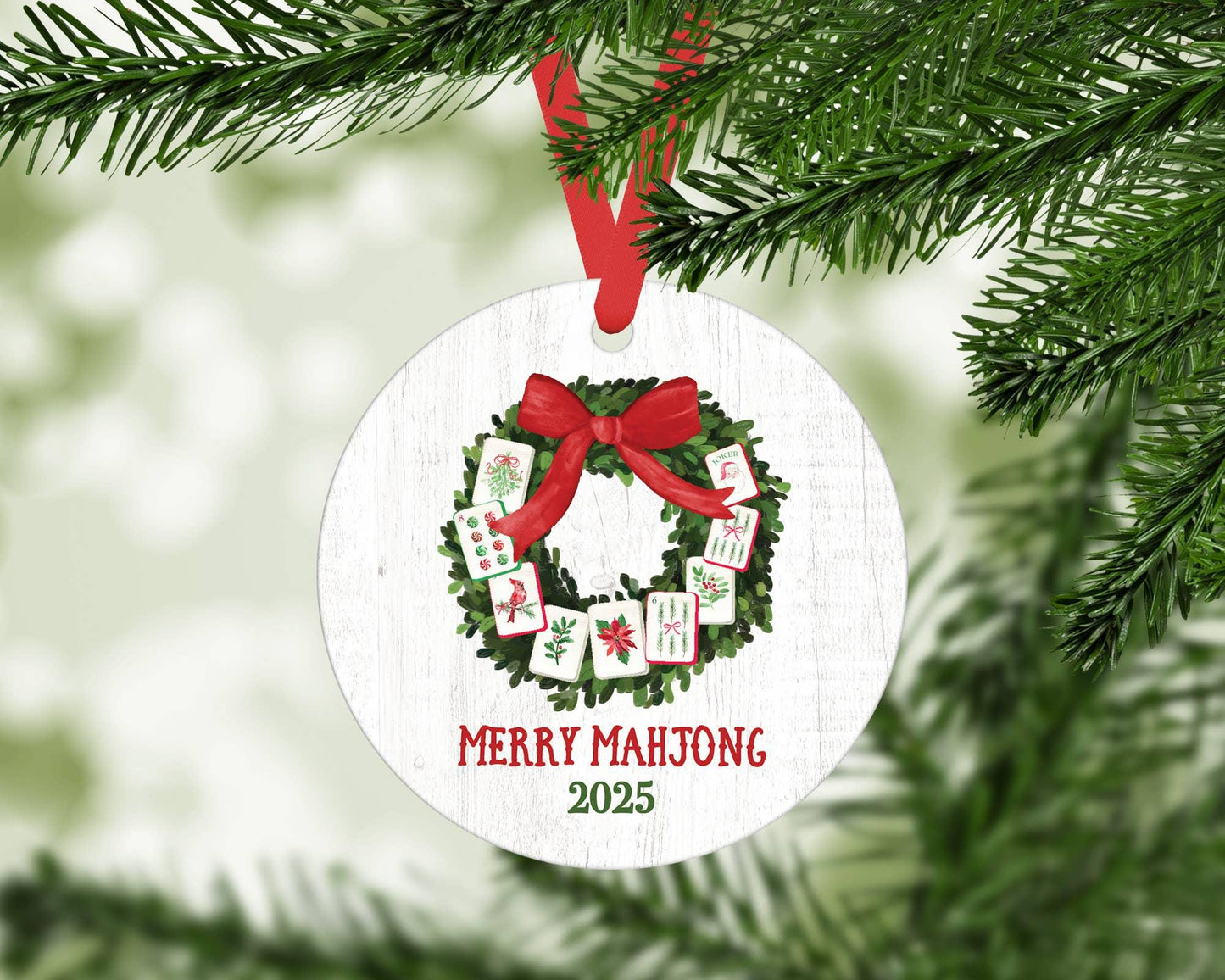 Mahjong Christmas Ornament, Preppy Tree Ornament Mahj Dice
