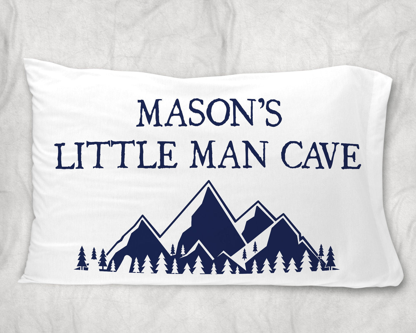 Personalized Little Man Cave Standard Pillowcase | Personalized Mountain and Trees Pillow Cover | Boy Room Decor | Nursery Decor