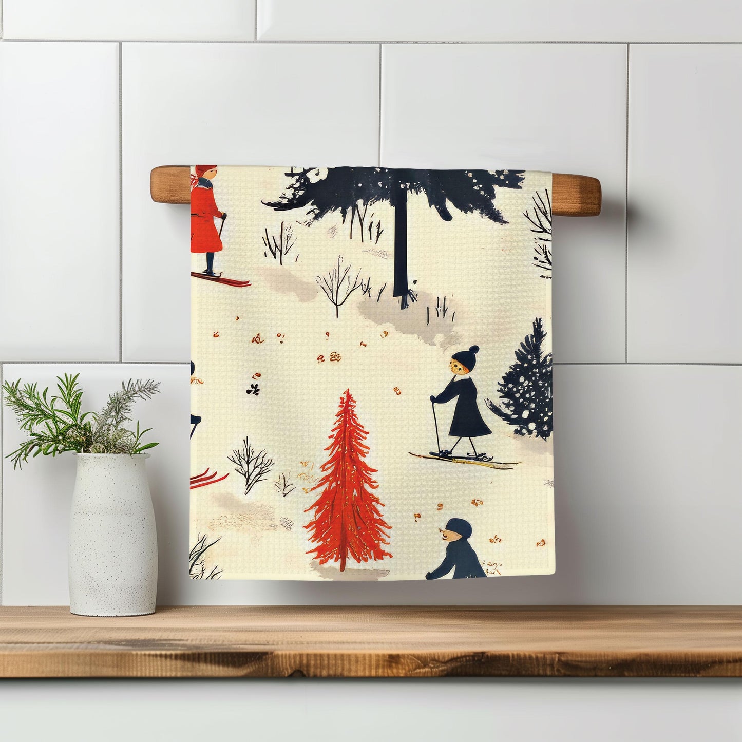 Ski Lodge Towel | Winter Vacation Home Towel | Mountain Life Gift | Skiing Accessories | Holiday Cabin Dish Towel Apre Ski Hiking Snow