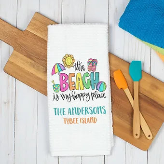 Personalized the Beach is My Happy Place Towel